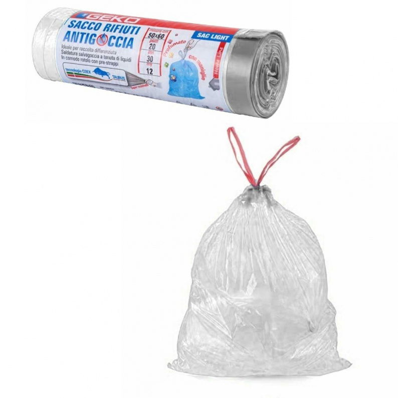 sacchetti buste spazzatura profumati cm 50x60 con manici 20 pz bianchi venduto da ragstore.it