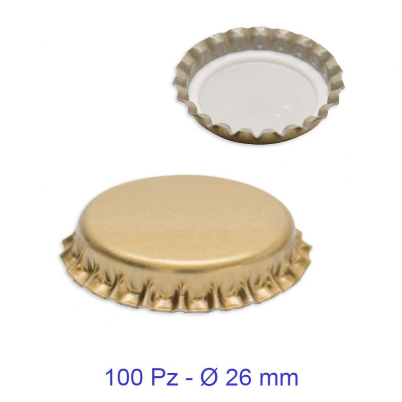 tappi corona dorati ø 26 mm pz 100 venduto da ragstore.it