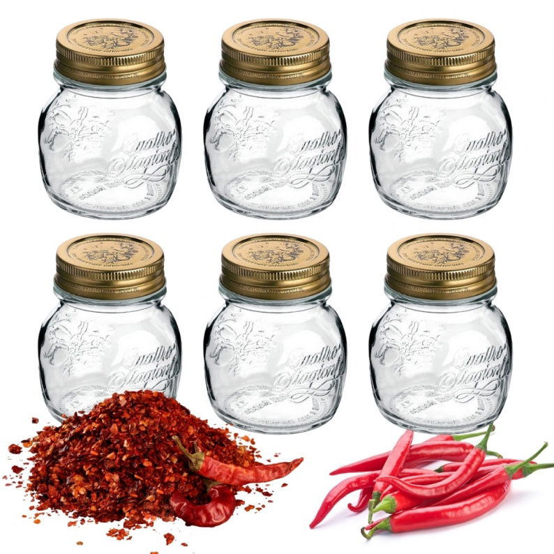 set 6 barattoli vetro ermetici 150ml per conserve tappi dorati quattro stagioni venduto da ragstore.it